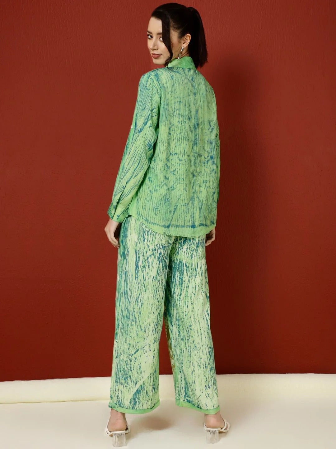 Green Womens Hand Bagru Printed Co-Ord (Set of 2)