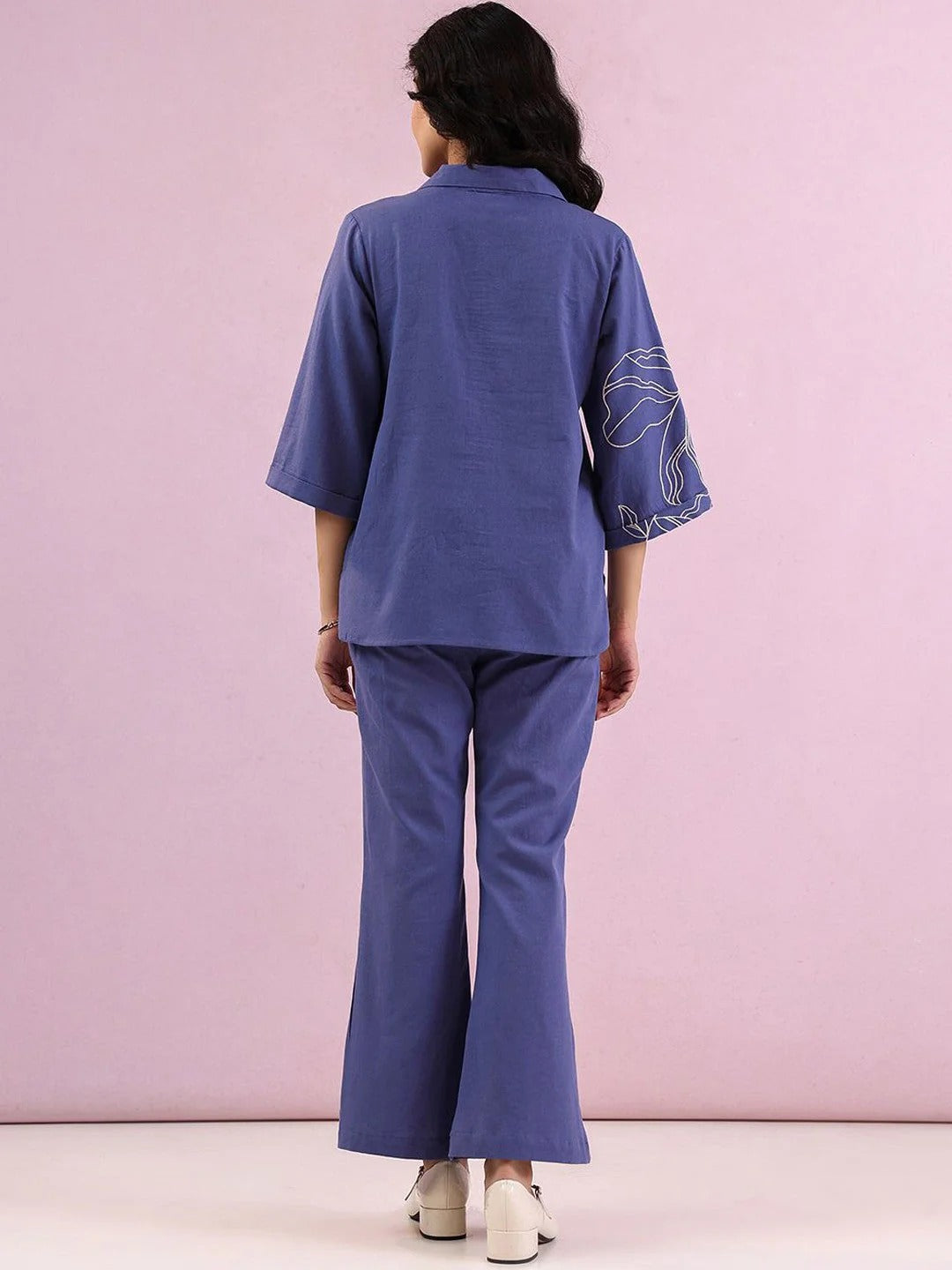 Embroidery Pure Cotton Top With Trousers Co-Ords