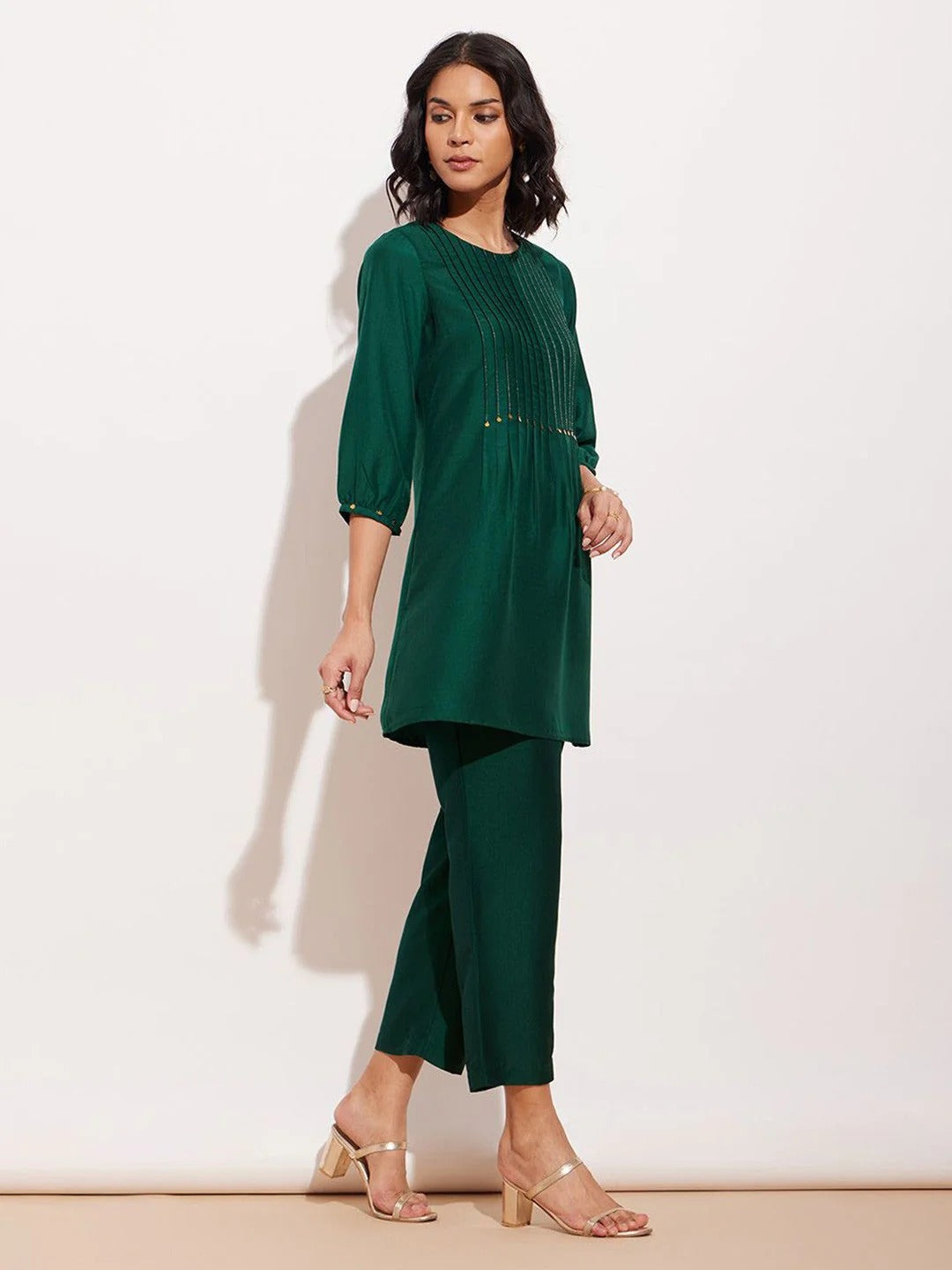 Embellished Round Neck Tunic With Trousers