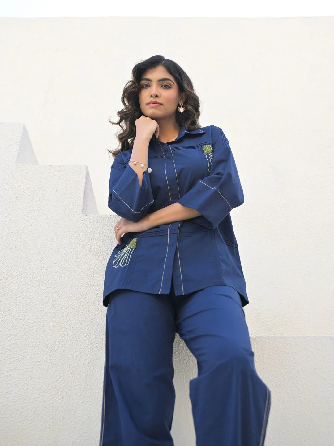 Blue Pintuck Co-Ord for Women (Set of 2)