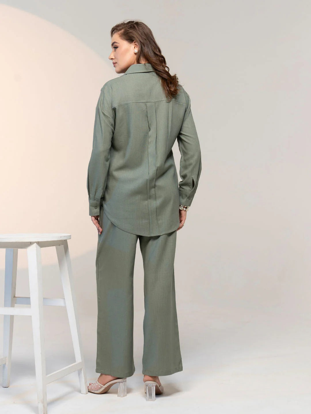 Olive Green Embroidered Co-Ord (Set of 2)