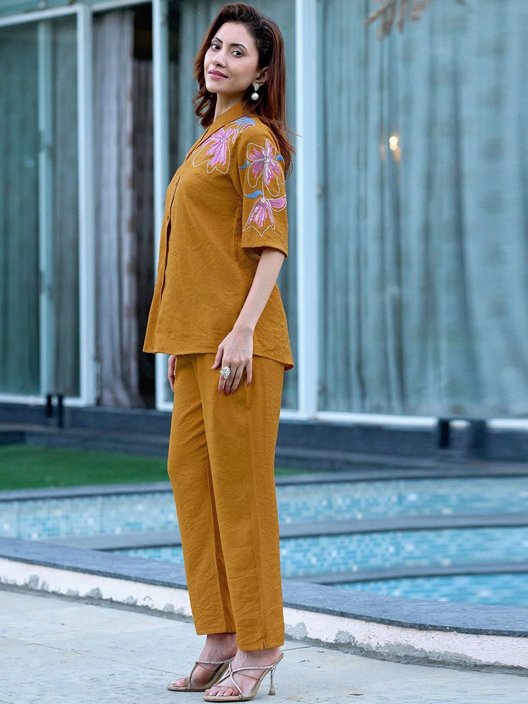 Embroidered Shirt With Trouser Co-Ords