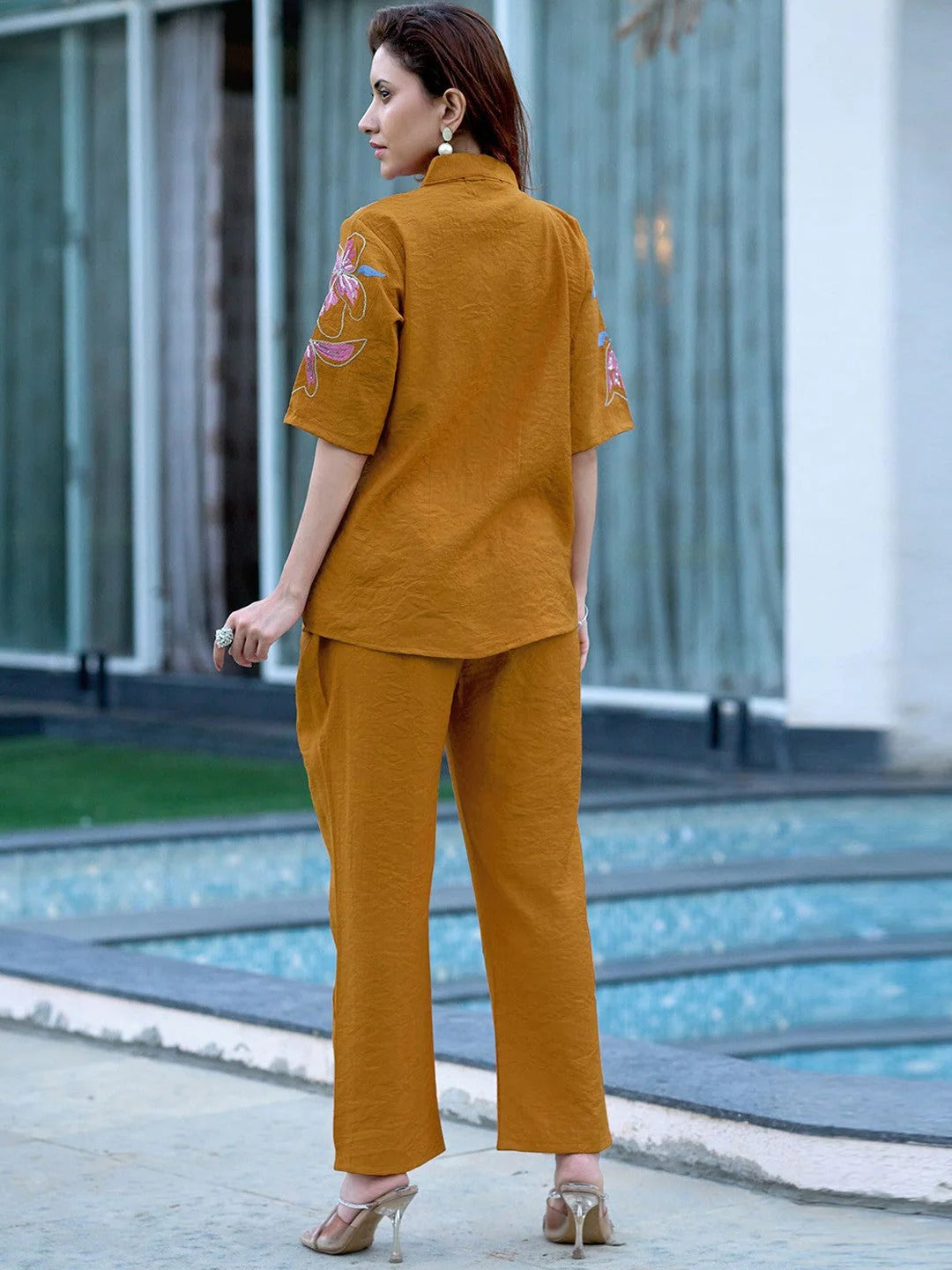 Embroidered Shirt With Trouser Co-Ords