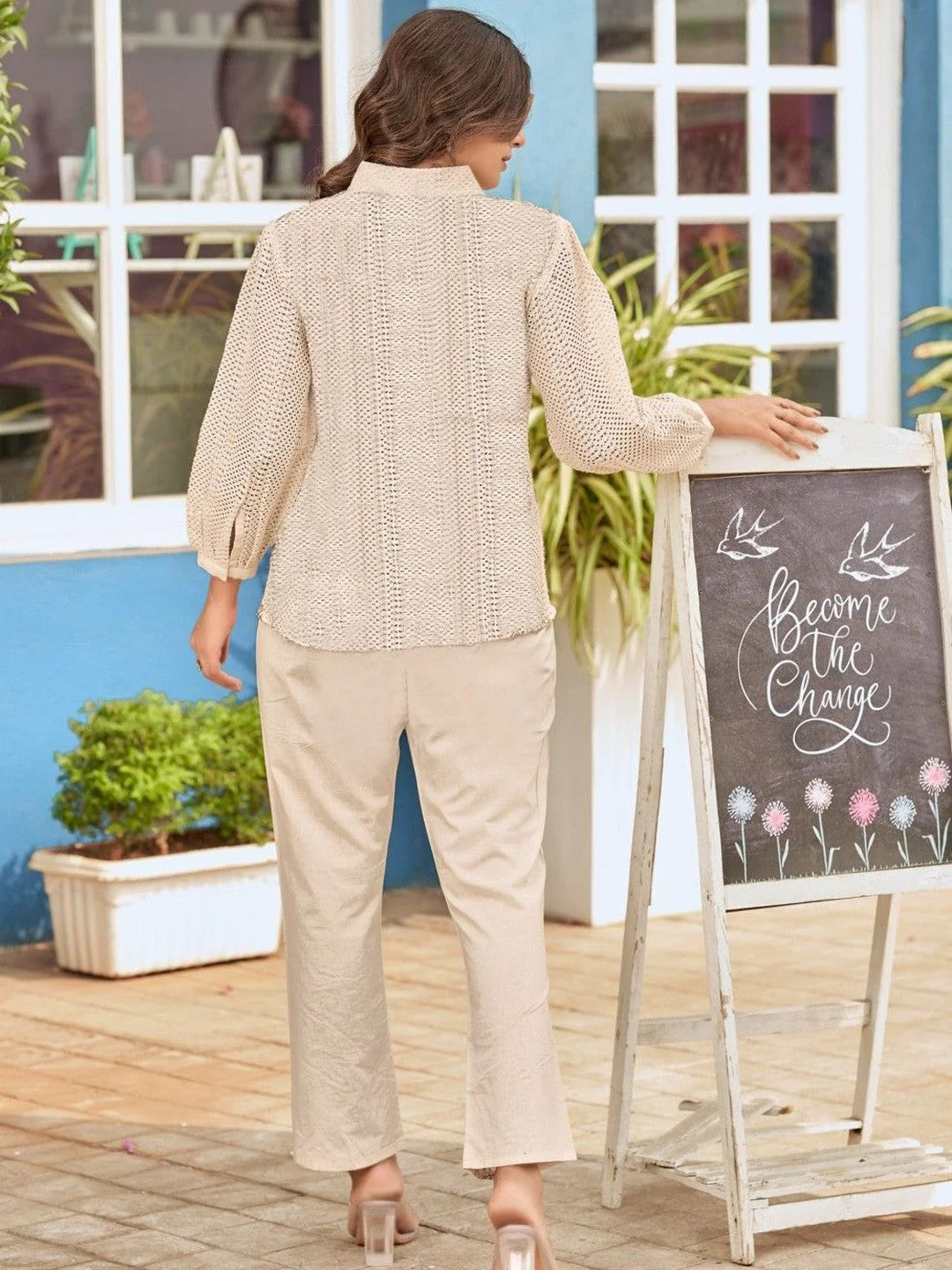 Embroidered Shirt With Trousers Co-Ords