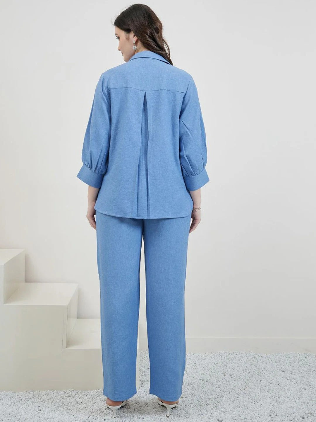 Embroidered Linen Shirt With Trousers