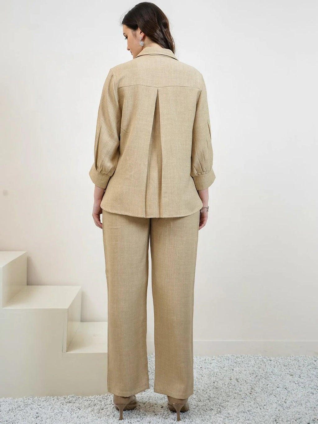 Embroidered Linen Shirt With Trousers