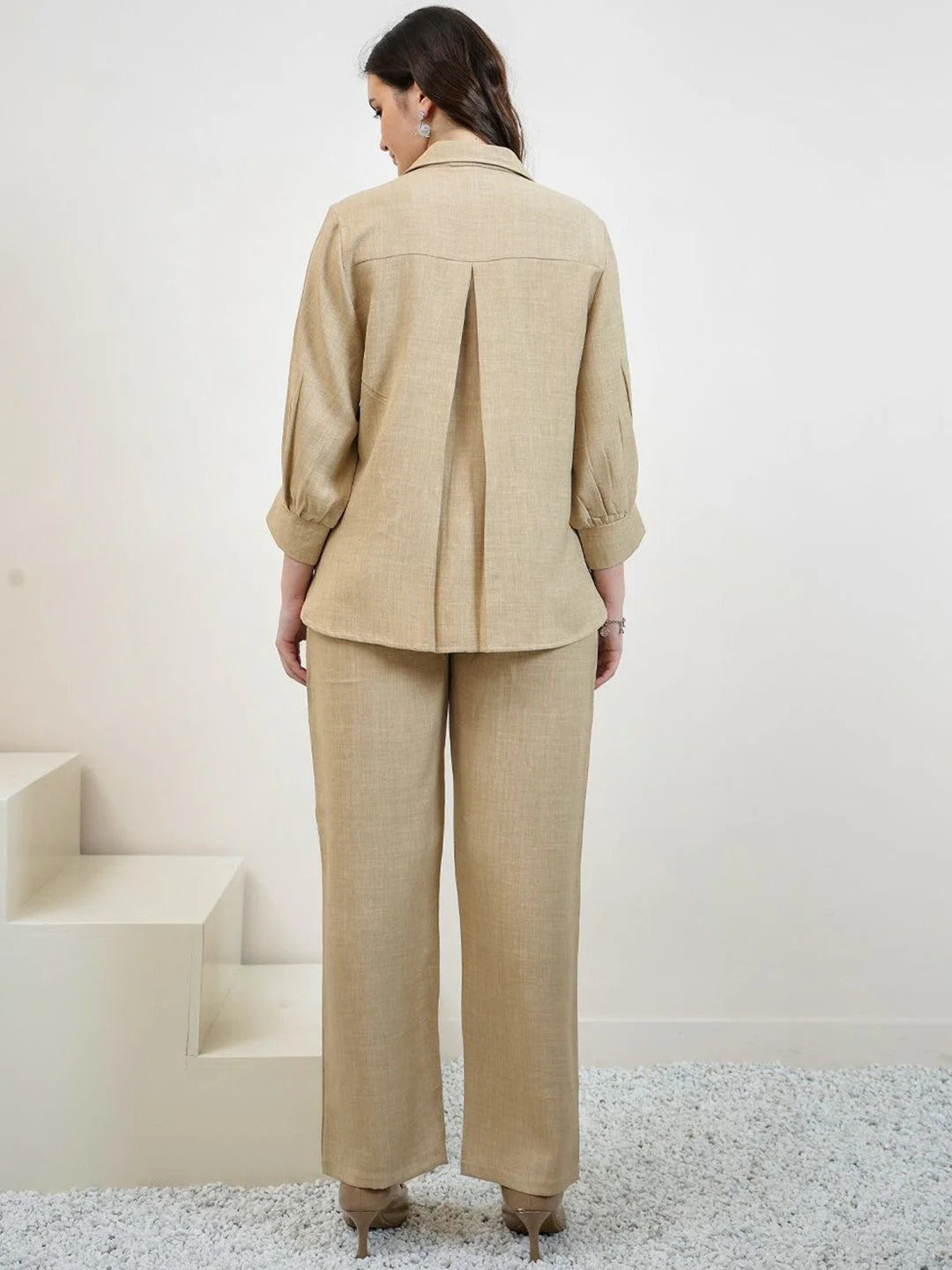 Embroidered Linen Shirt With Trousers