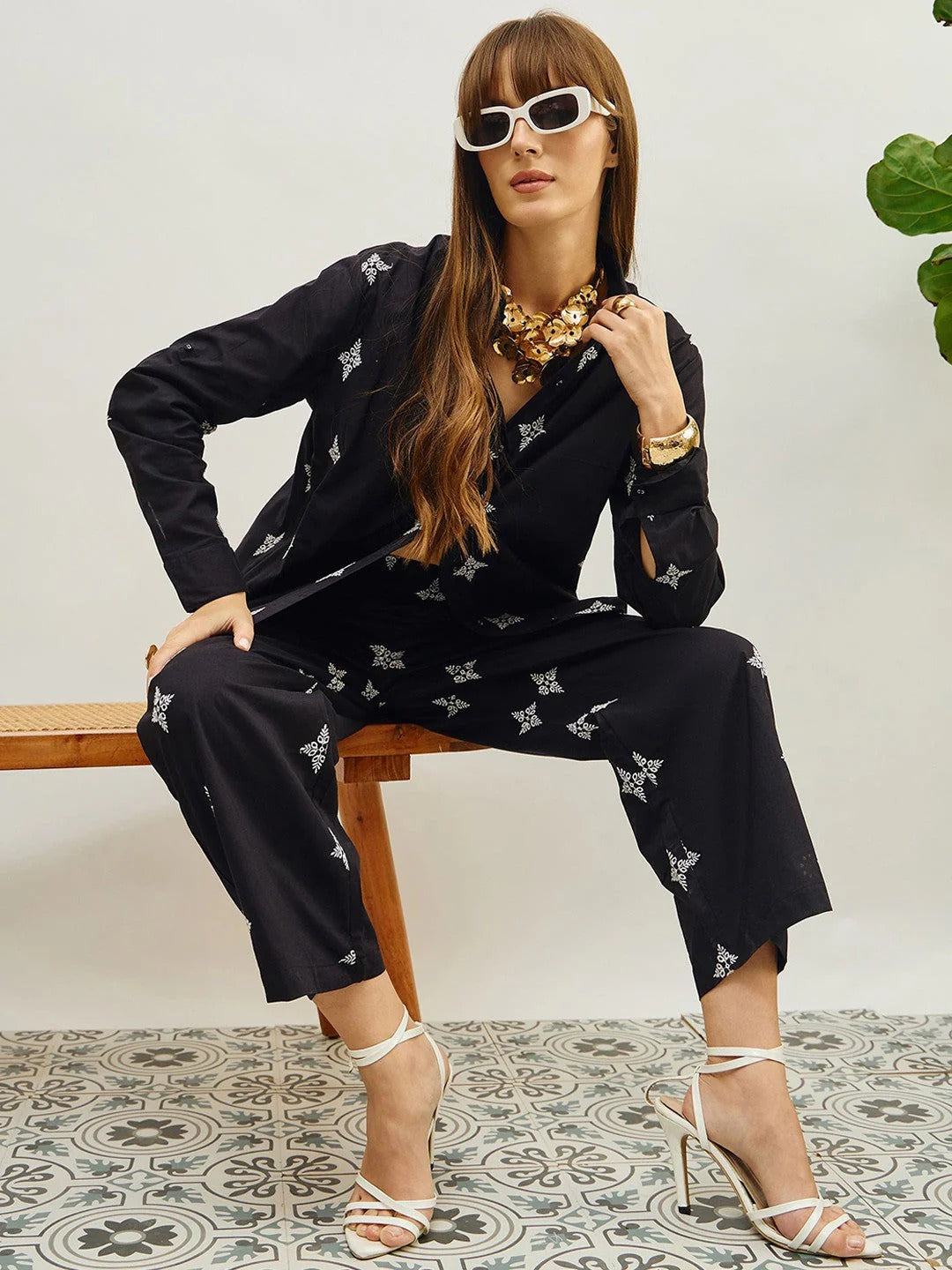 embroidered Shirt With Trouser Co-Ords