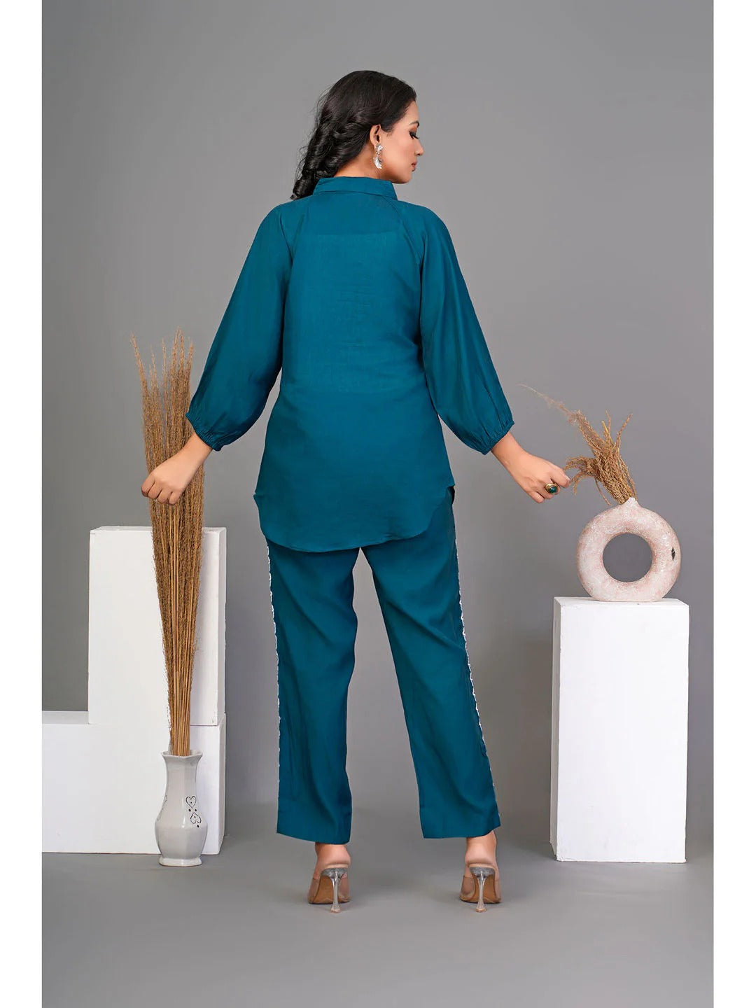 Green Embroidered Shirt with Pant (Set of 2)