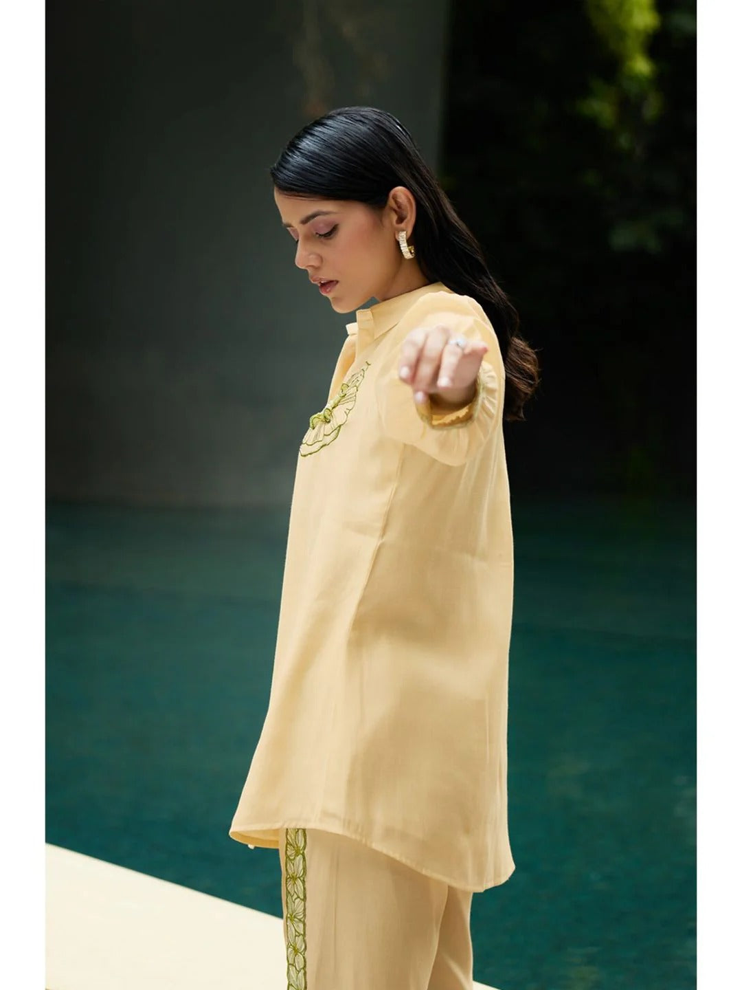 Kiaa- Beige Embroidered- Sequined Co-ord (Set of 2)