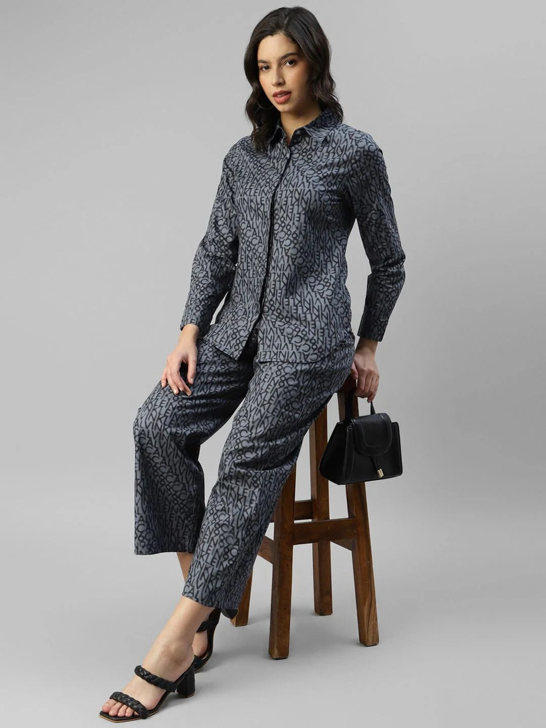 Alphabetic Printed Women Shirt with Pant Co-Ord