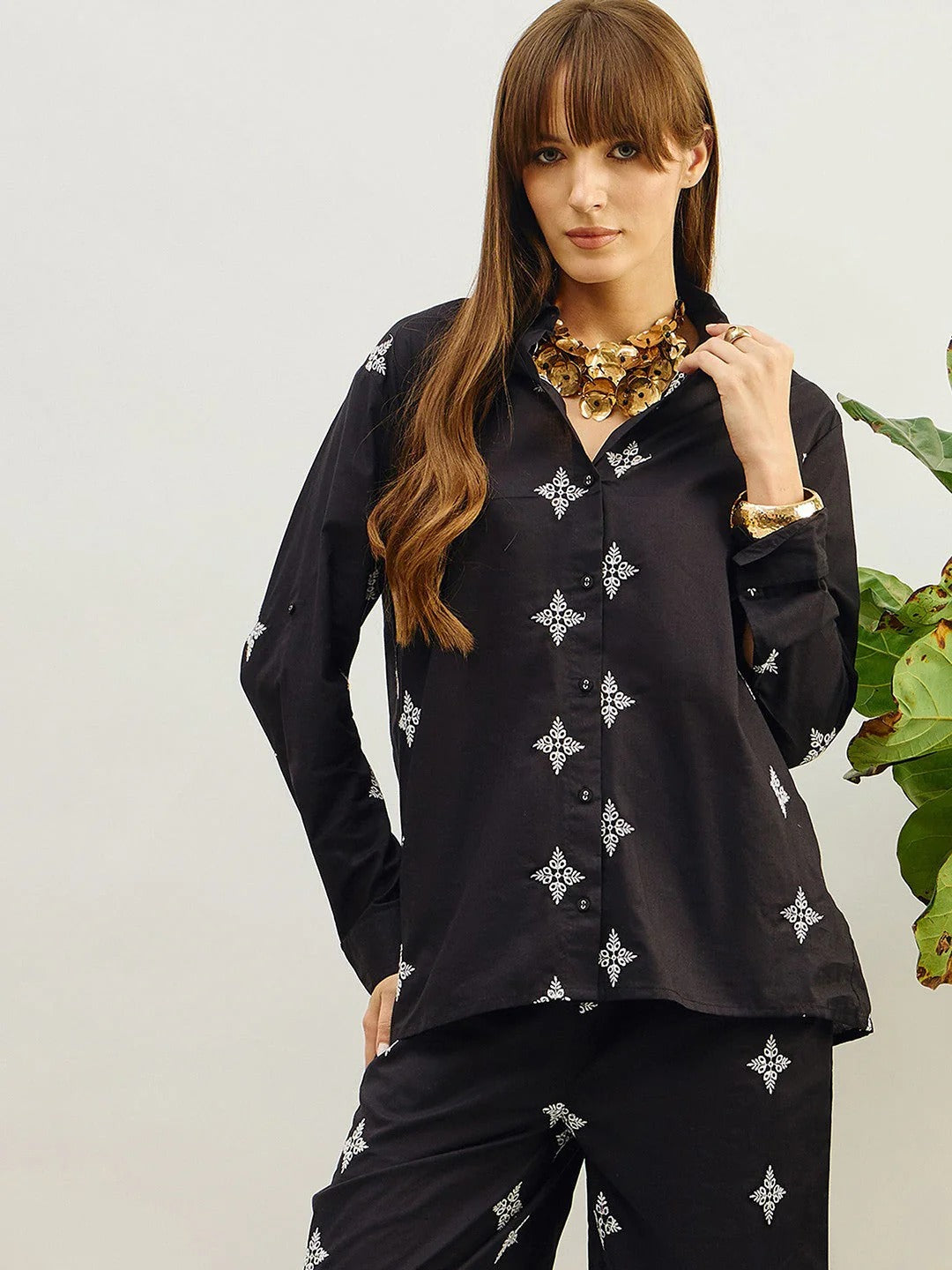 embroidered Shirt With Trouser Co-Ords