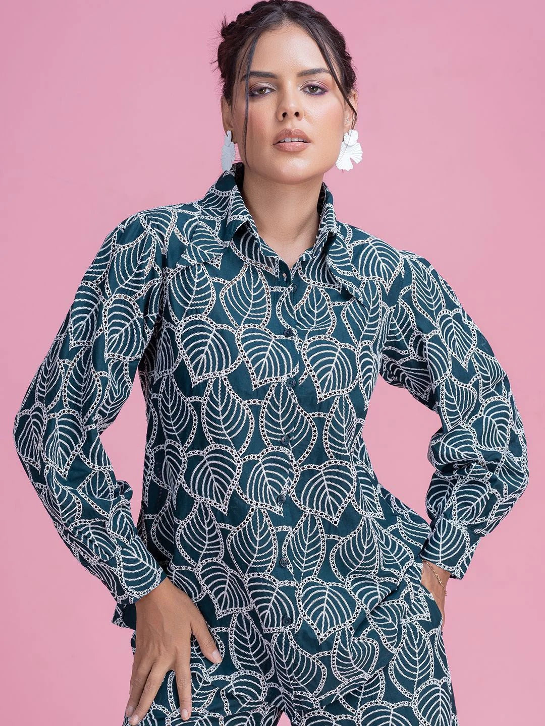 Embroidered Pure Cotton Schiffli Shirt & Trouser