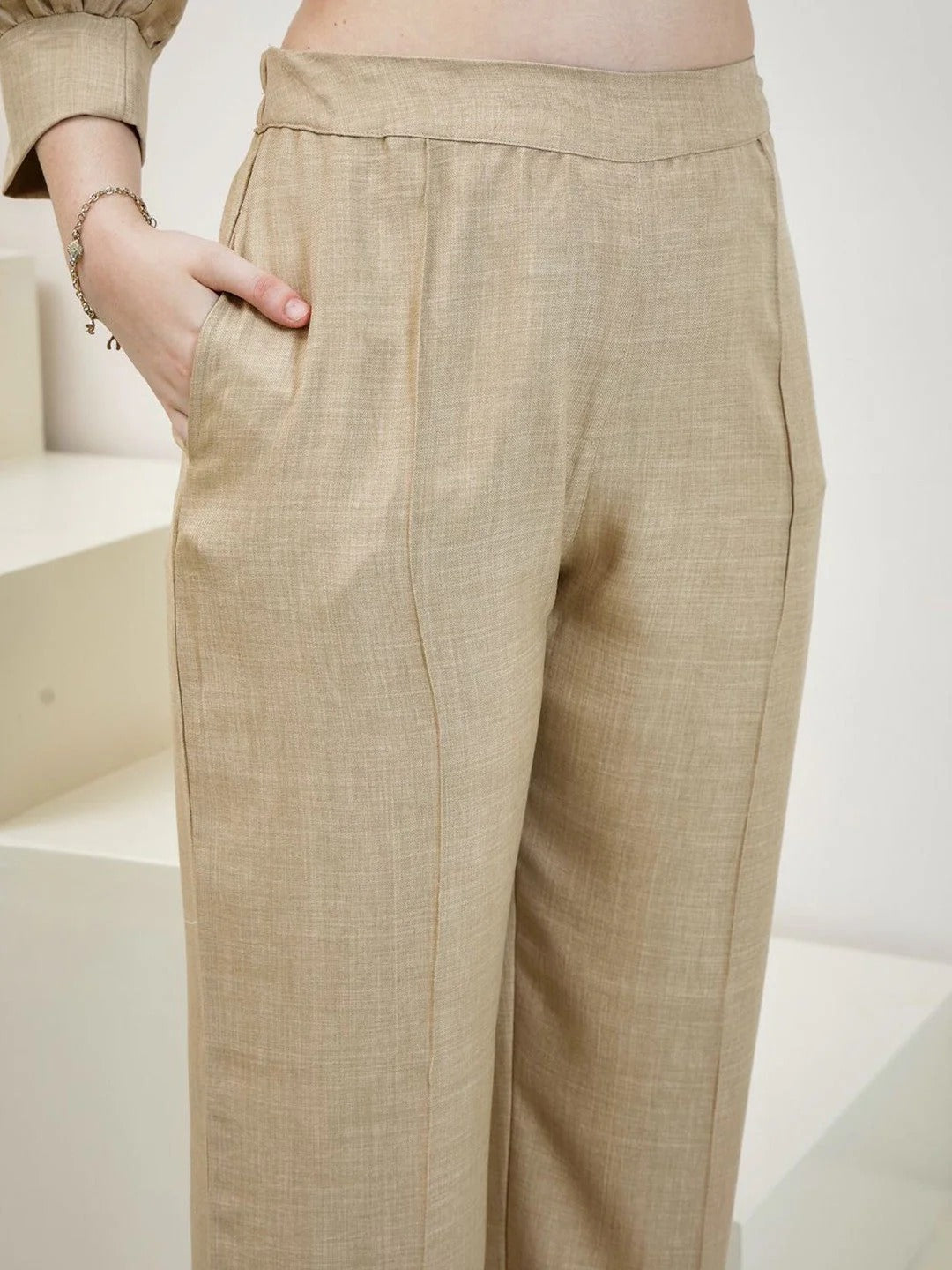 Embroidered Linen Shirt With Trousers
