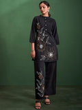 Embroidered Band Collar Tunic With Trouser