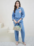 Embroidered Linen Shirt With Trousers