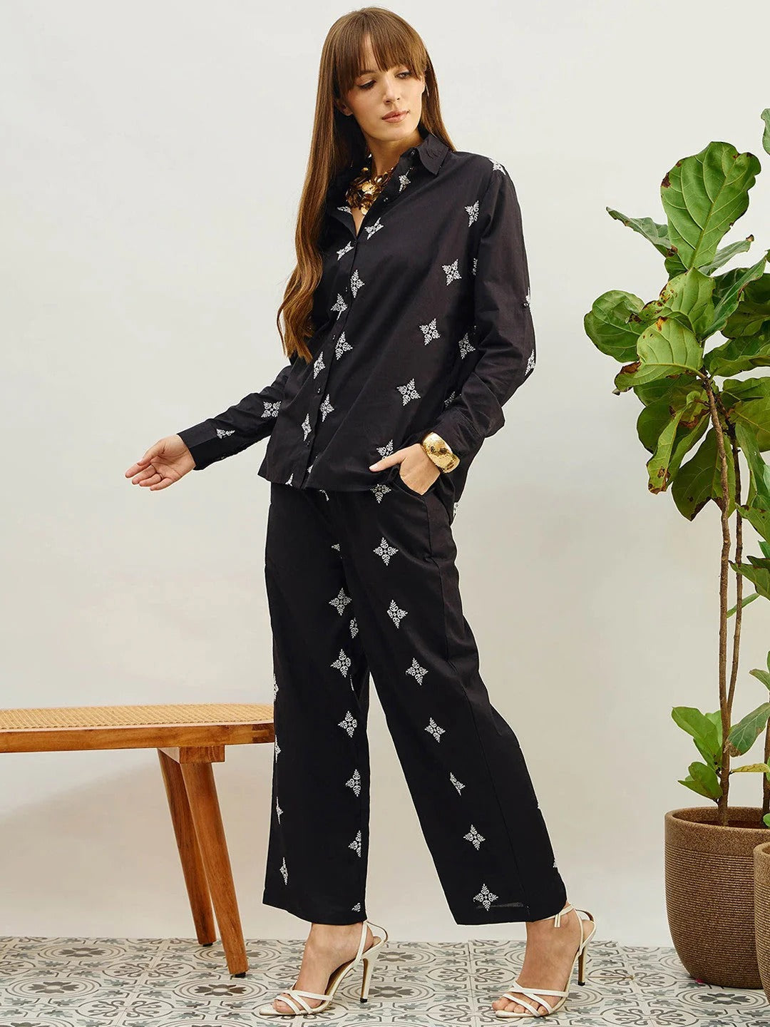 embroidered Shirt With Trouser Co-Ords