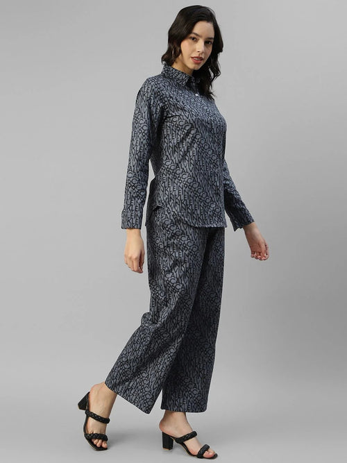Alphabetic Printed Women Shirt with Pant Co-Ord