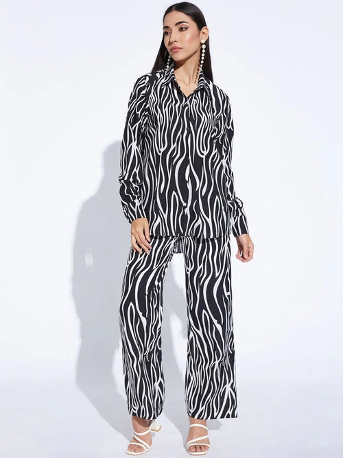Animal Printed Shirt & Trousers Co-Ord Set